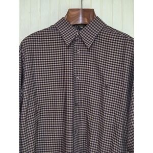 Marcus Shirt Mens Large Blue Gingham 100% Cotton Made In Italy Long‎ Sleeve